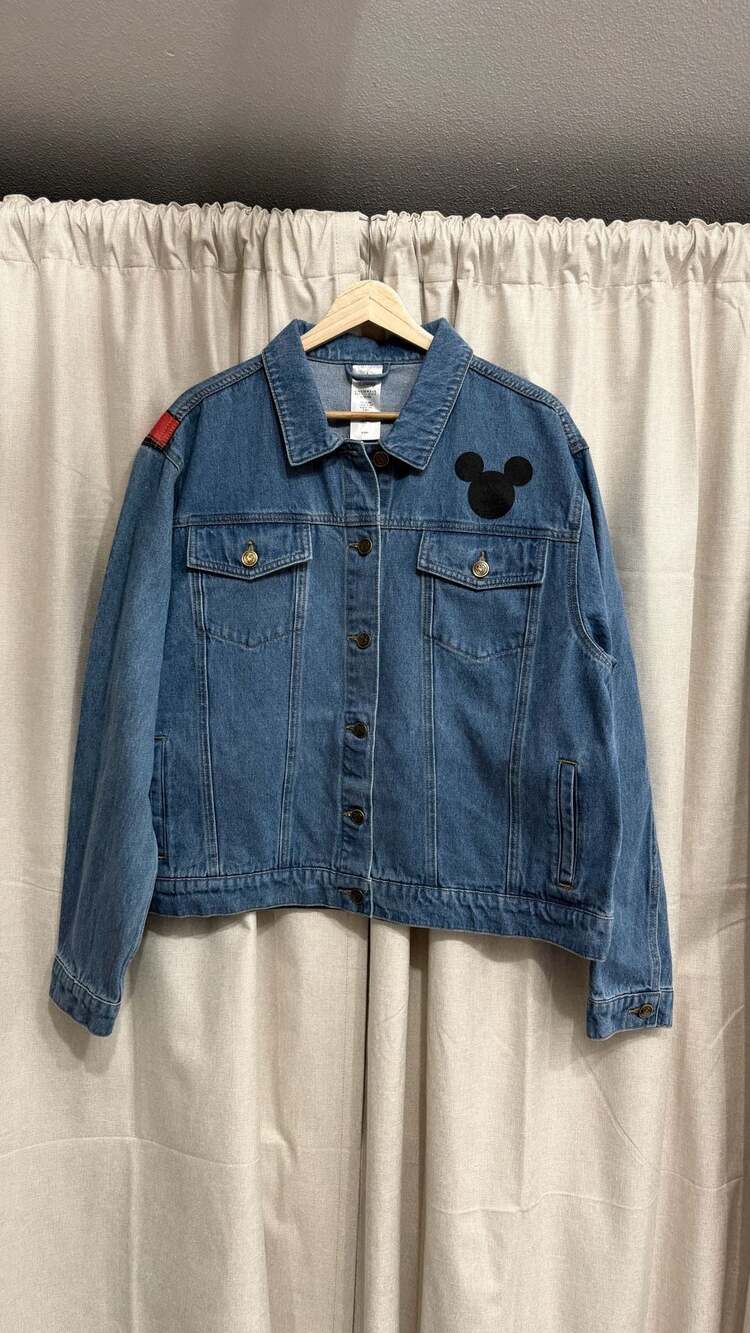 Walt Disney's Mickey Mouse Building A Building Denim Jacket